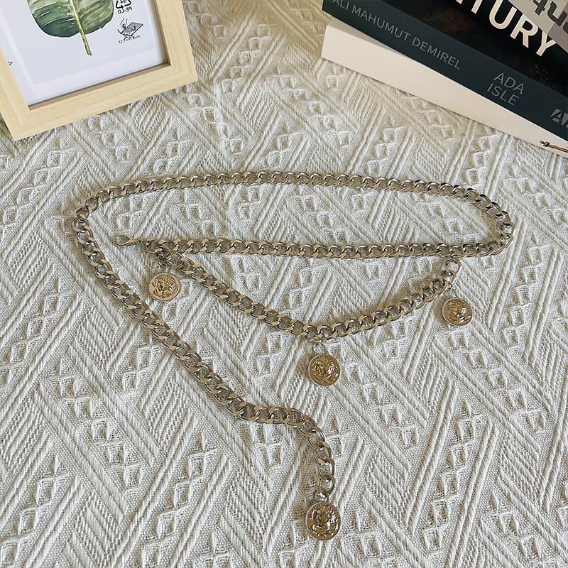 Metal Chain Multilayer Waist Belt With Gold Coins For Womens Dress And Sweater Accessories