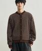 Rotember Low Stripe Crop Knit Cardigan [Brown]