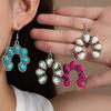Modische Vintage Blumenohrringe Premium-Gefühl Wassertropfen Türkis Blume Ethnische Stil Ohrringe Damen Bohemian Stil Ohrringe