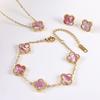 3PCS Fashionable Titanium Steel Clover Necklace Bracelet Earrings, Luxurious Valentine's Day Mother's Day Gift