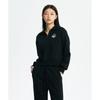 Nbncd4w902 Women Signature Brushed Semi Crop Half Zip Up Sweatshirt Black