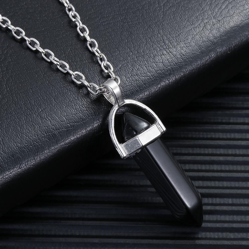 Chakra Point Pendulum Natural Crystal Necklace Quartz chain Stone Pendant Jewelry Accessories
