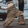 2024 Men's Vintage Work Shoes Autumn and Winter Thick Soled High Non Slip Casual Leather Boots Chelsea Desert Waterproof Boots