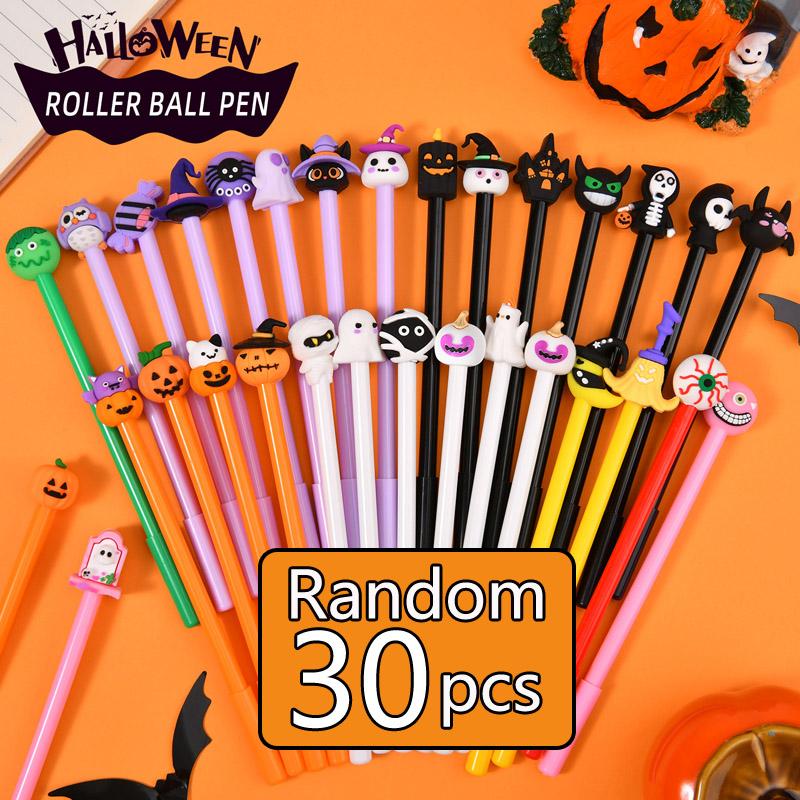10/30 Stück Halloween Stifte Kürbis Schädel Geist Fledermaus Stifte 0,5 MM Schwarzer Kugelschreiber für Halloween Partybedarf Schule Büro Preise