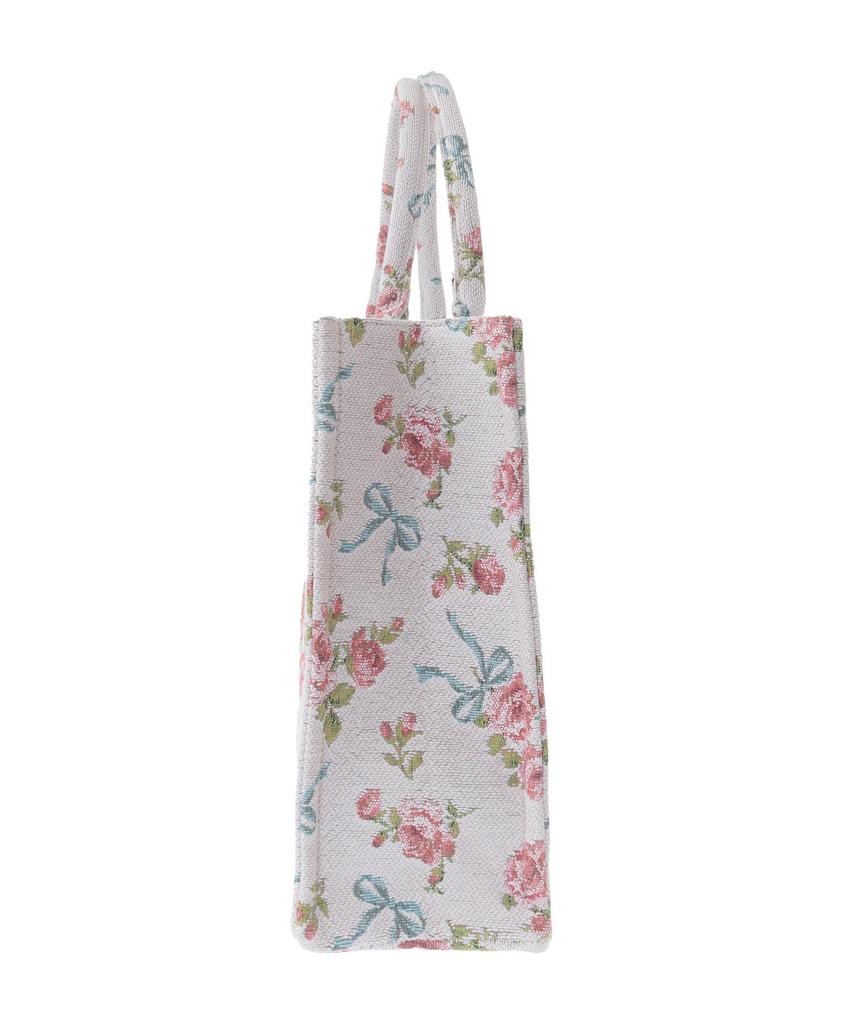 Maison de Fleur Rose Ribbon Gobelin Square Tote Bag, Women's, Off-White
