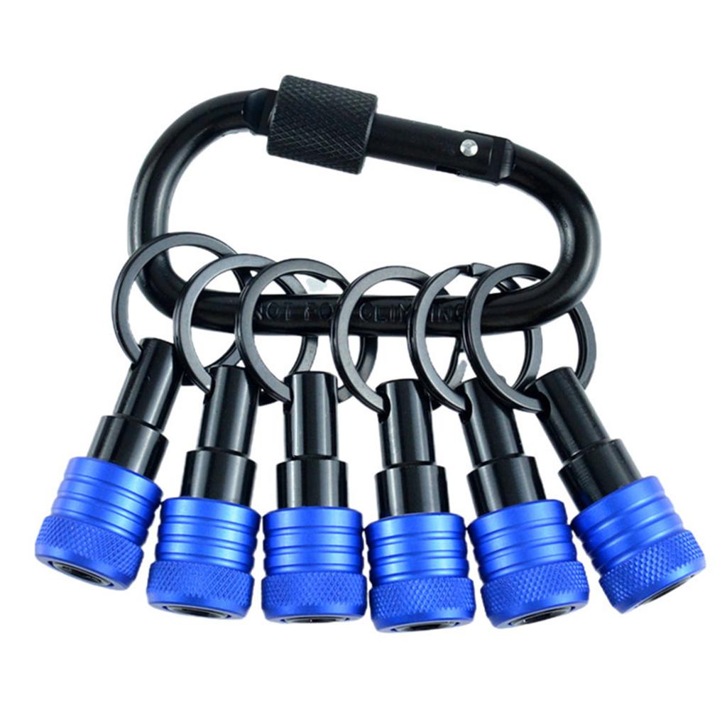 6Pcs Bit Holder Key Chain 1/4inch Portable Drill Holder Carabiner Hook Hex Shank Bit Holsters Quick Changing Bit Holder