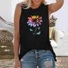 Women's 3D Floral Printed Sleeveless T-shirt, Round Neck Fashionable Casual Vest, Y2K Women's Streetwear