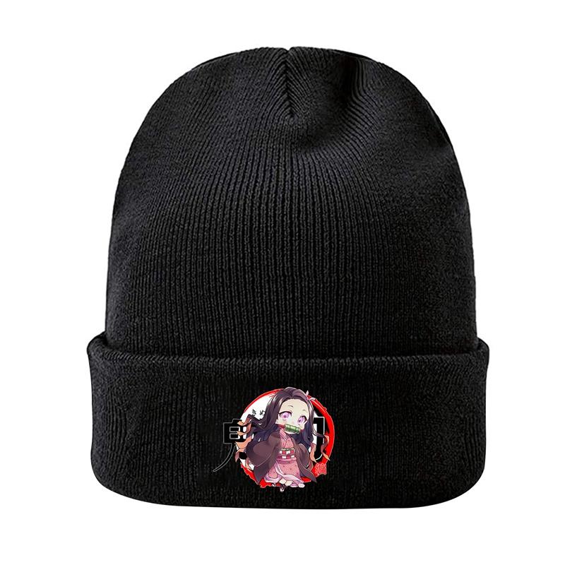 Demon Slayer Anime Knitted Hat For Women Unisex Skullies Beanies Winter Hat Polyester Kamado Nezuko Devil's Blade Casual Caps