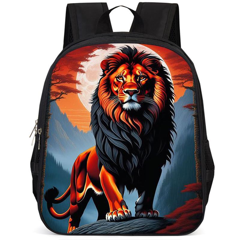 Stylish 15-inch Lion Oxford School Backpack For Boys And Girls Large Capacity And Lightweight