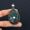 Natural EvilEye Malachite,Moonstone Gemstone Copper Wire Wrap Pendant 2.95" N2U89