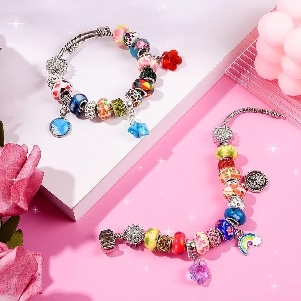 10/40/100pcs Pieces Assorted European Craft Beads Large Hole Lampwork Spacer Beads Colorful European Beads for DIY Necklace Bracelet Jewelry Making
