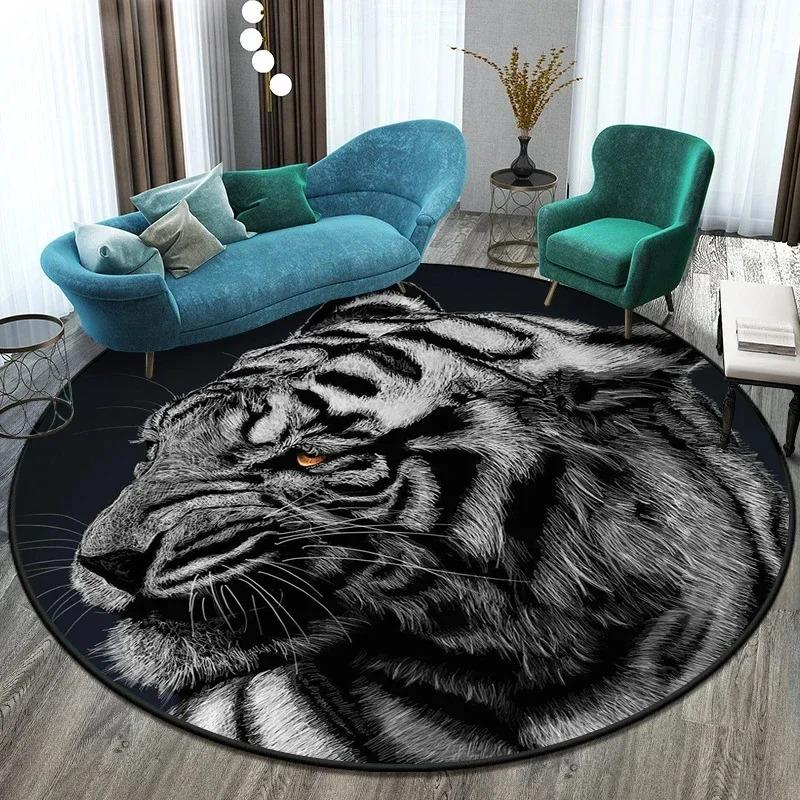 Various Tiger Round Carpet Floor Mat Living Room Rug Prayer Mat Area Rug Children's Decoration Gift Bathroom Floor Home Decor