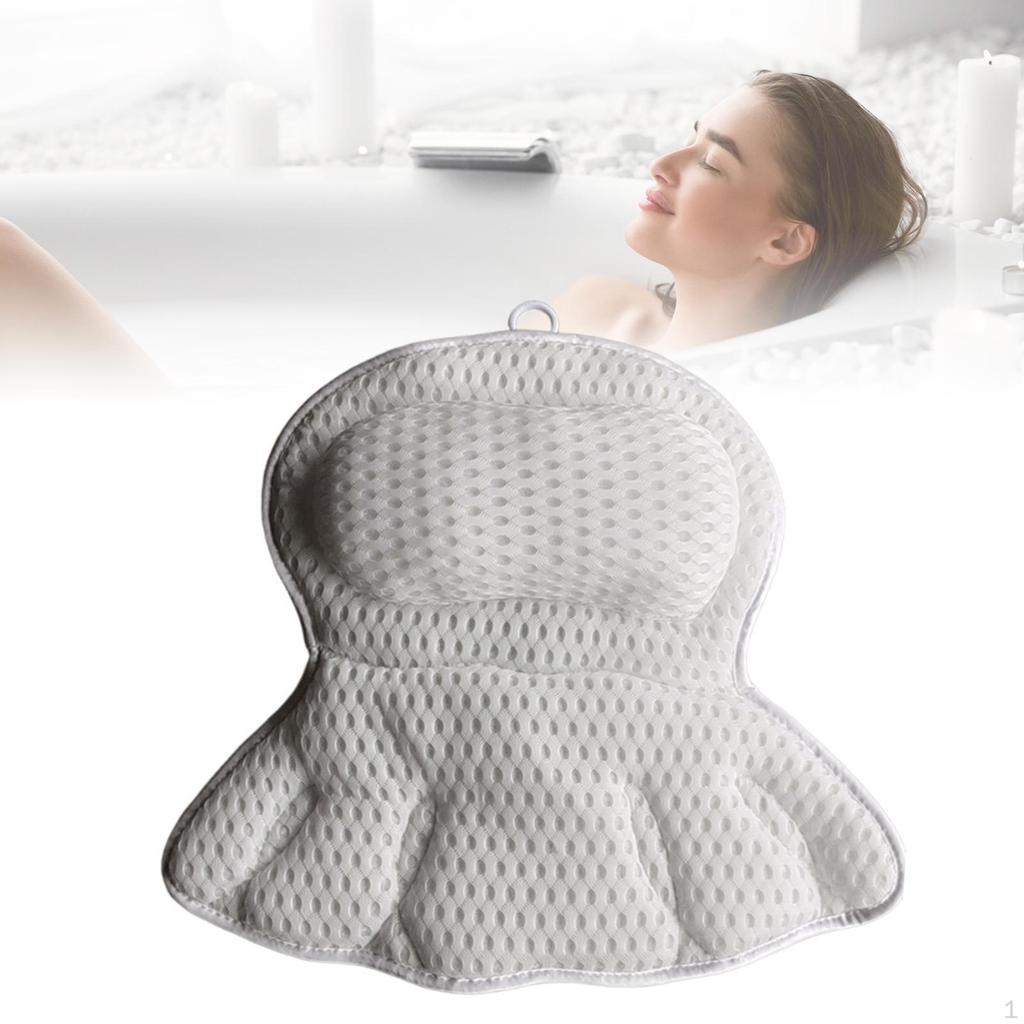Oreiller de Bain Baignoire Maille Aérée Accessoires Relaxants Coussin de Baignoire Appui-Tête pour Épaule