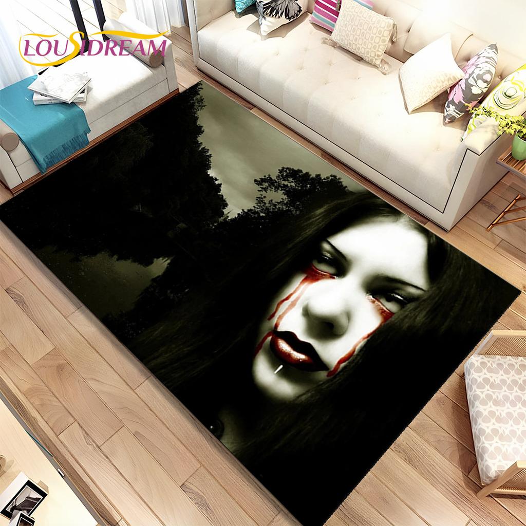 3D-Teppich mit gotischem Horror-Geisterschädel, Teppich für Zuhause, Wohnzimmer, Schlafzimmer, Sofa, Fußmatte, Küchendekor, rutschfeste Bodenmatte für Kinder