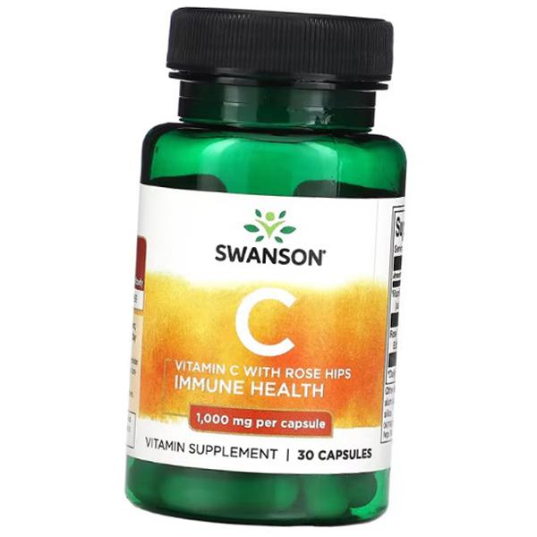 Vitamin C with Rose Hips, Vitamin C 1000 with Rose Hips, Swanson 30caps (36280020)