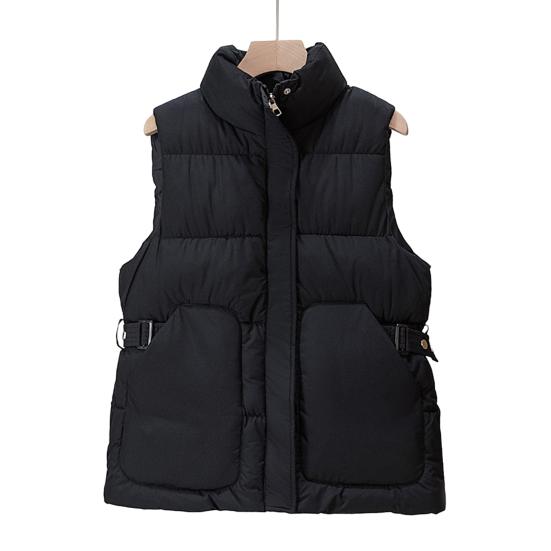 Down Puffer Vest for Women Stand Collar Sleeveless Puffer Jacket Casual Zipper Up Waistcoat Winter Warm Outerwear with Pockets