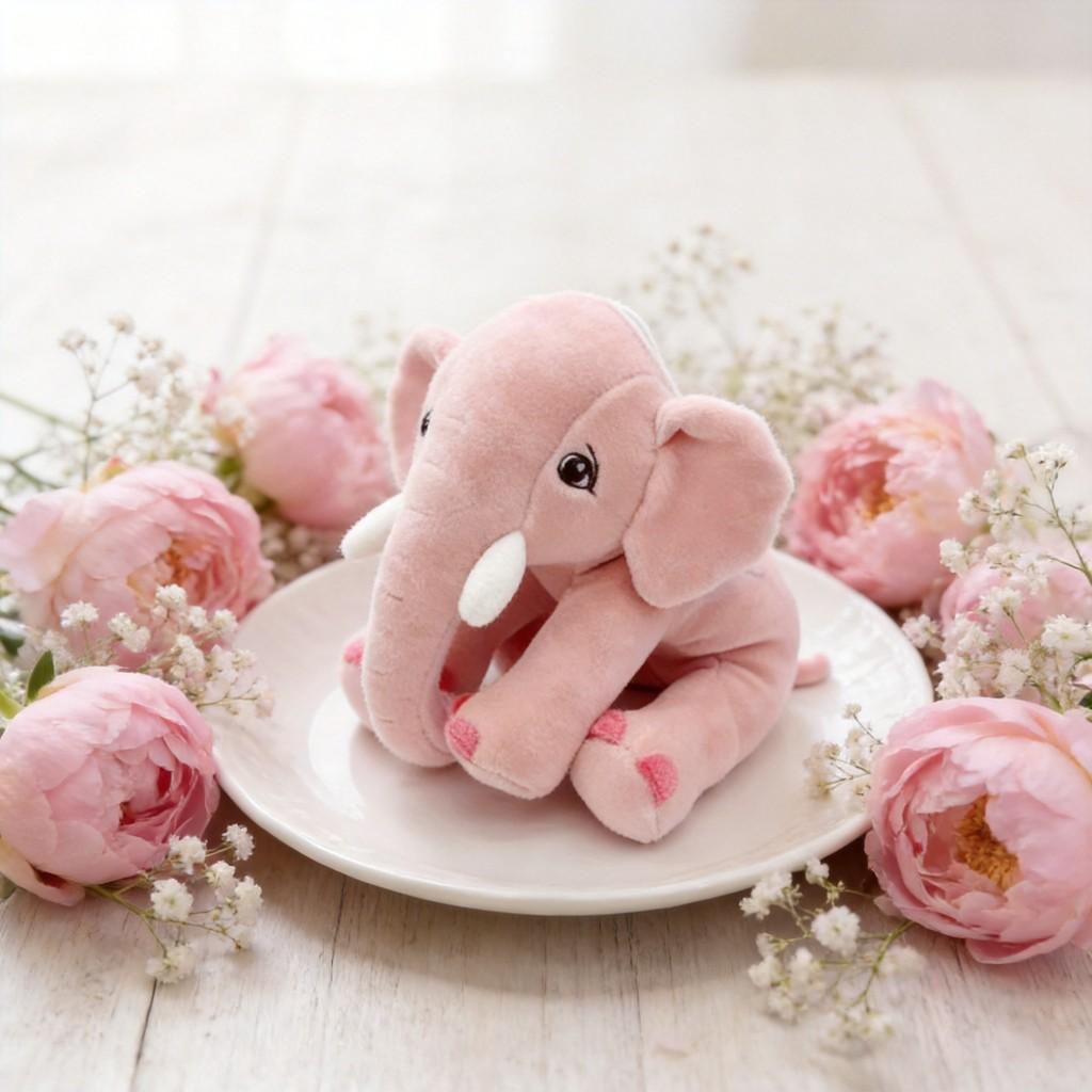 Plush Elephant Toy Doll For Kids Soft Stuffed Animal Gift With Pp Cotton Filling