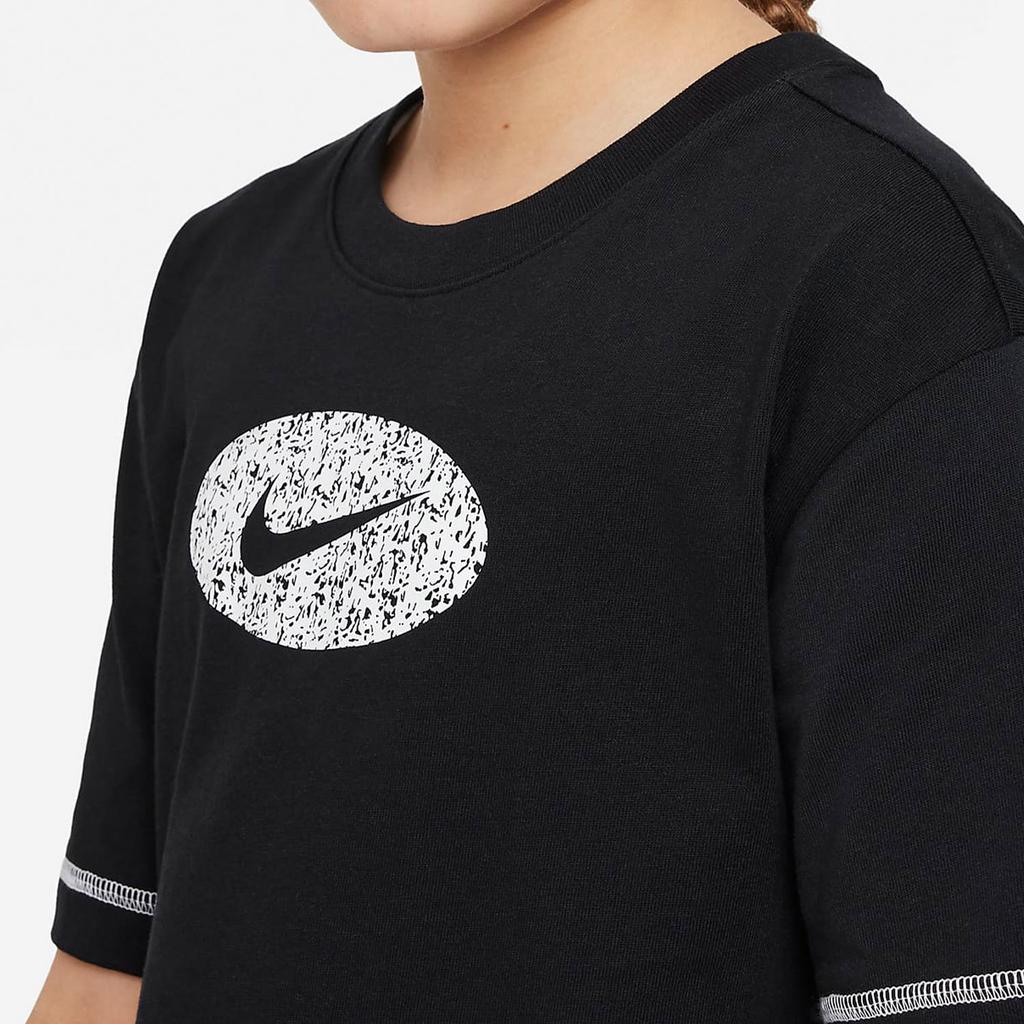 Nike Kids Dress Logo Print Round Neck Short Sleeve Kids Dresses Black DO7168-010