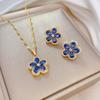 Modisches Elegantes Leichtluxuriöses Vollzirkon Exquisites Elementstil Kupfer Mikro-Inlay Ohrringe Halsketten Set