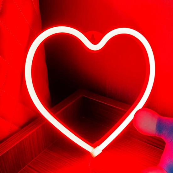 Bateria/USB Dual Powered Flicker Free Neon Sign Light Valentine Day Wall Decor Heart Lamp Party Supplies