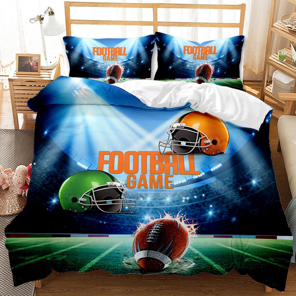 Football Duvet Cover Set Soccer Goal Soft Bedding Set Sports Competitive Theme 2/3Pcs Full Queen King Size Quilt Cover