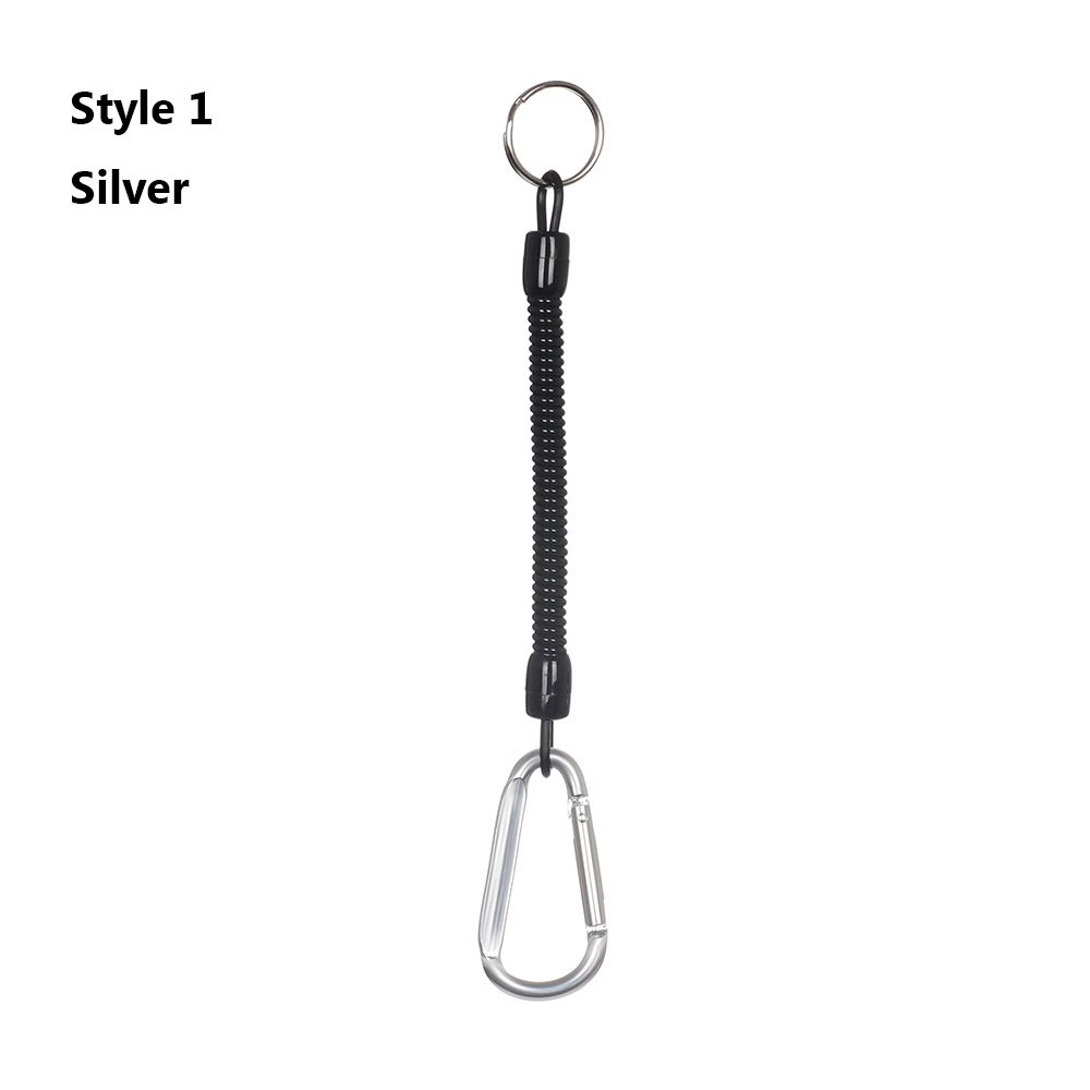 Tether Anti-lost Phone Keychain Spring Elastic Rope Portable Fishing Lanyards Camping Carabiner