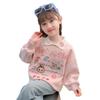 Girls Fleece Lined Thickened Hoodie Cute Cartoon Print Warm Casual Sweatshirt For Autumn Winter