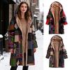 Fleece Jackets for Women Zip Up Floral Print Sherpa Lined Hooded Jacket Vintage Ethnic Style Patchwork Coat