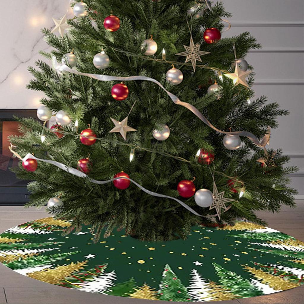 Christmas Tree Base Collar Plush Christmas Tree Base Cover Double-Sided Printing Aesthetic Home Decoration For Apartment