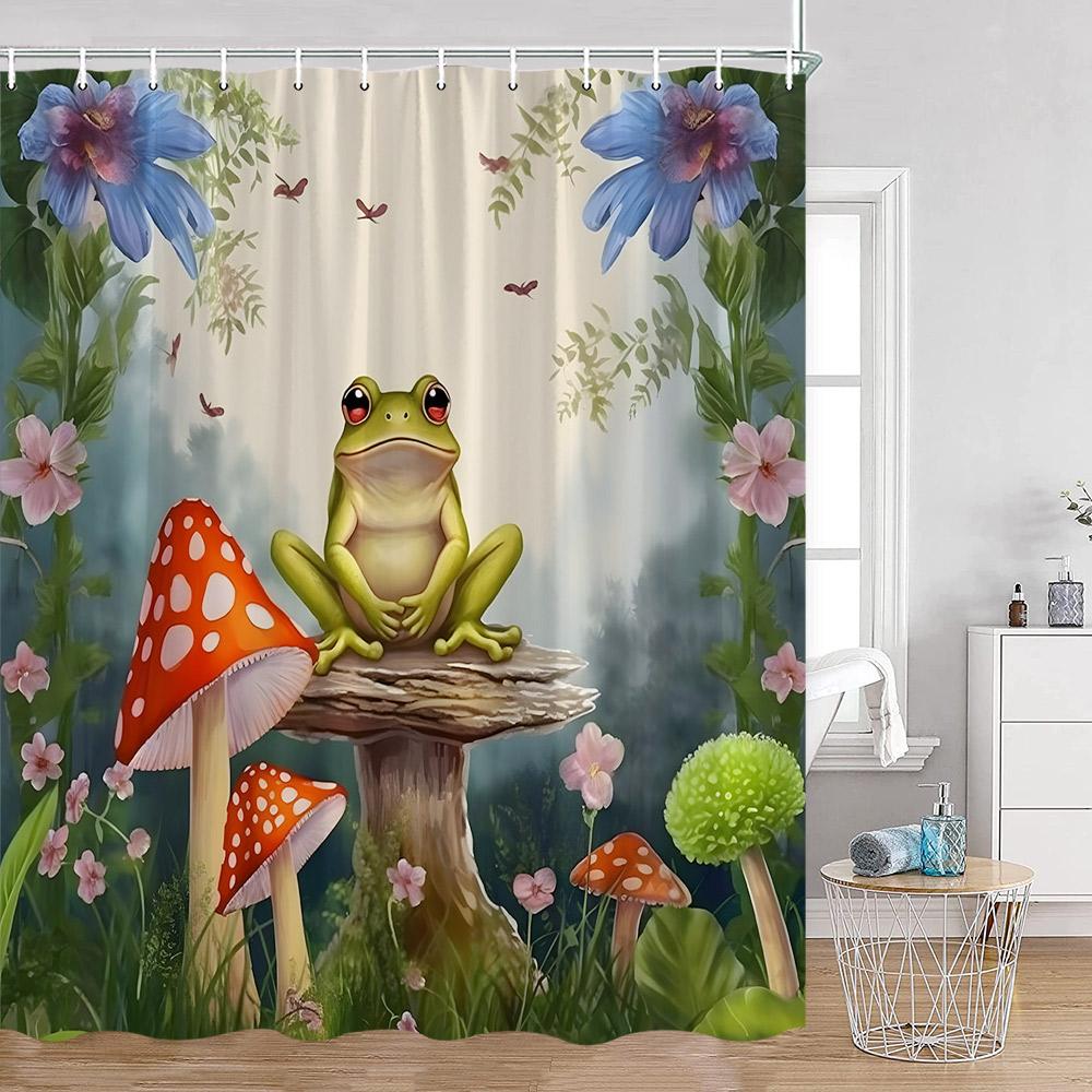 Vintage Mushroom Shower Curtain Astrology Magic Starry Night Flower Frog Mandala Dark Bathroom Curtain Plant Home Decor For Bath