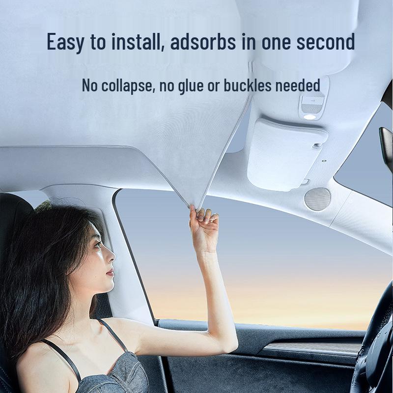 QiYuan A07 Suede Electrostatic Canopy: Sunshade & Heat Insulation for Car Sunroof