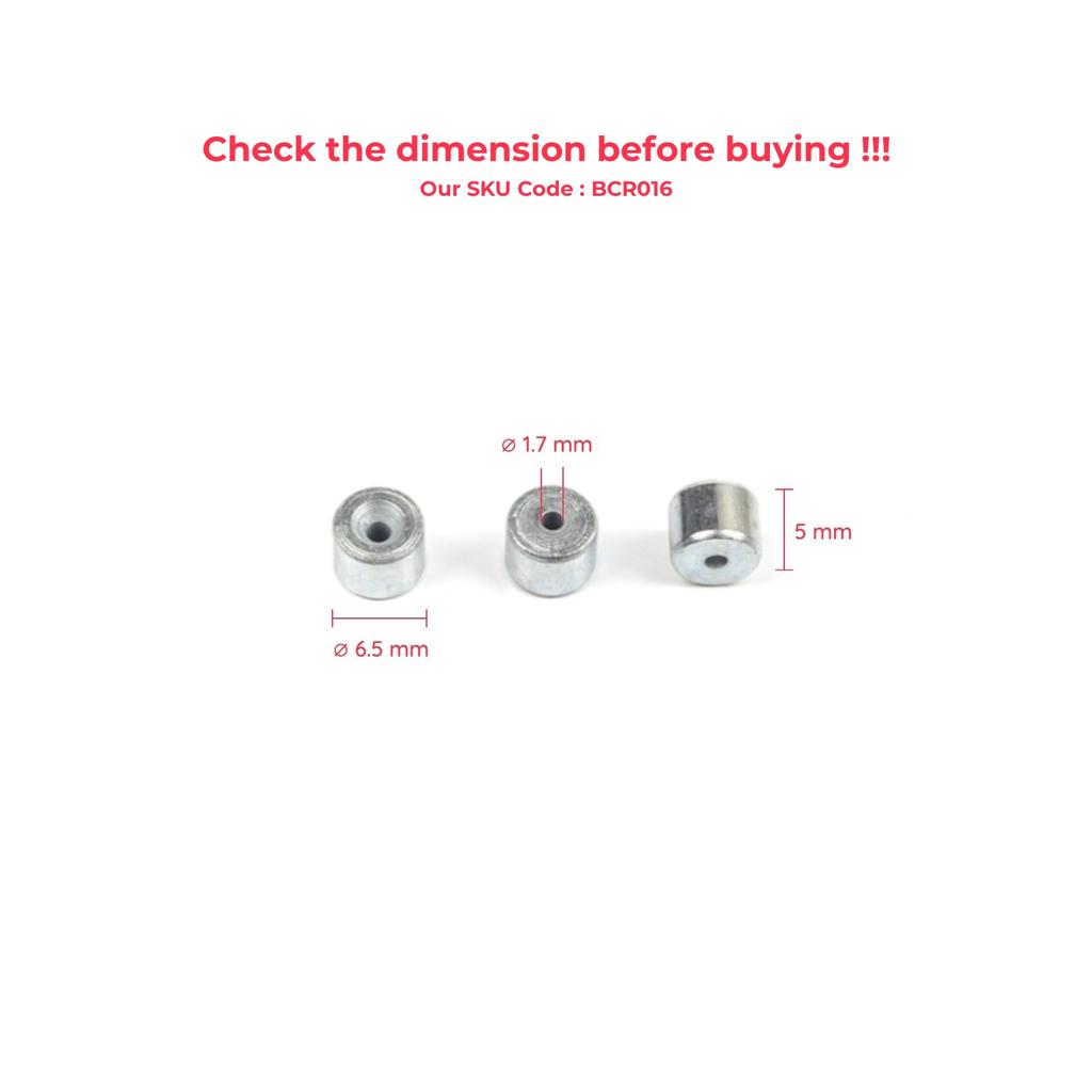 ECR016 100 Pieces Car Window Regulator Winder Repair Steel Cable Wire Rope End Fitting Pin Stop Sleeve Crimp Rivet 6.5x5/1.7 Mm