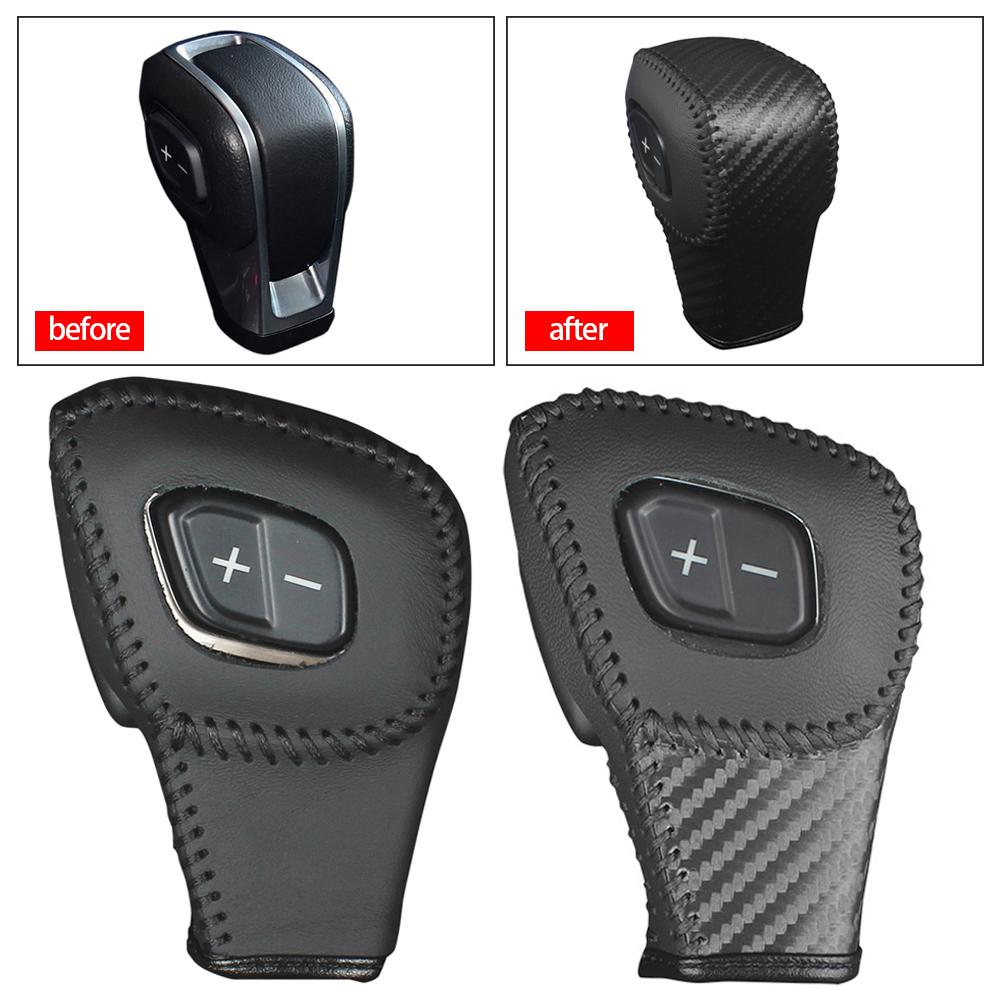 Leather Car Gear Shift Knob Cover Interior Gear Collars Gear Cover Sticker Accessories For Ford Everest Ranger 2020-2024 LHD