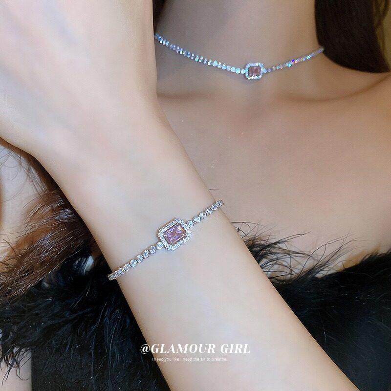 Luxe Zirkonia Armband Trendy Dames Vierkante Zirkonia Ketting Verstelbare Armband Feest Sieraden Cadeaus