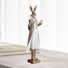 Dressed Rabbit Statue Easter Sculpture for Housewarming Gift Animal Figurine Male