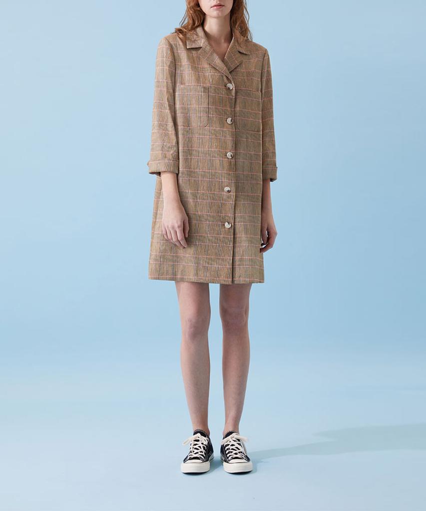 Boyeon Linen Long Jacket Mini Dress Check 021A