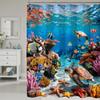 Sea Turtle Shower Curtain Ocean Beach Coastal Marine Life with Hooks Waterproof Fabric for Bathroom Home Decor