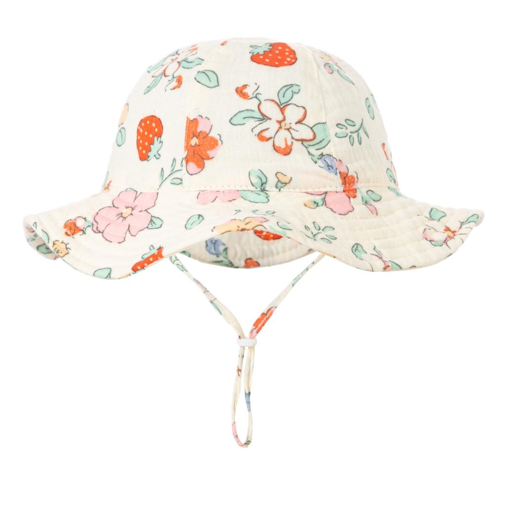 Baby Cotton Bucket Hat 2026 New Children Sunscreen Outdoor Caps Boys Girls Print Panama Hat Unisex Beach Fishing Hat for 0-12 Months
