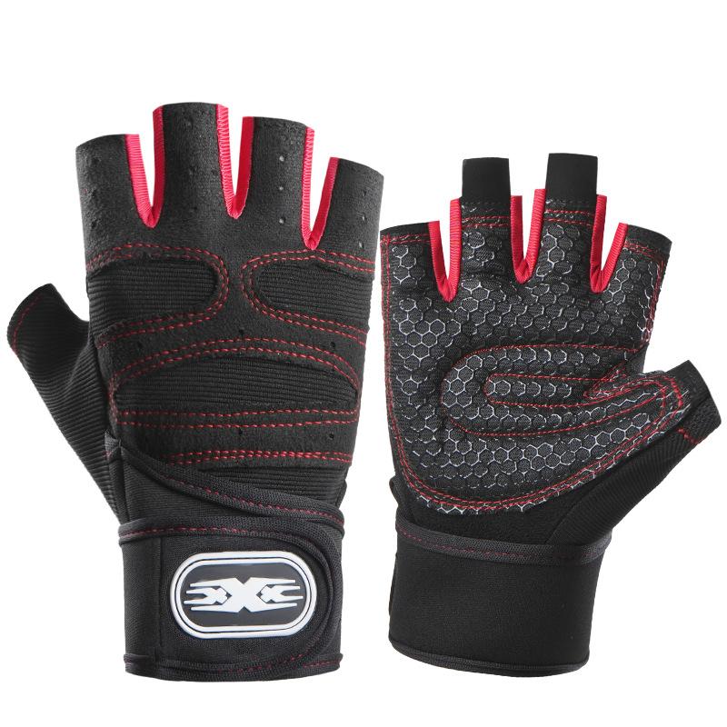 Fitness Gloves Weightlifting Half-finger Gloves Men's Outdoor Sports Men's and Women's Long Wrist Guards Anti-skid Equipment Dumbbell Training