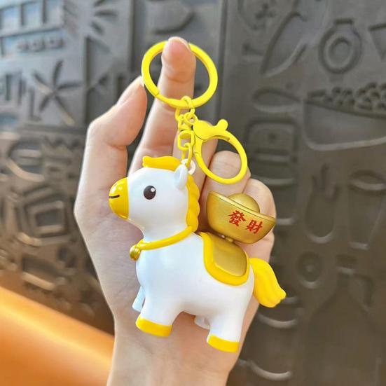  Porte-clés Portable Design Cheval Rotatif Anneau de Clé Taille Compacte Breloque Cheval Miniature Jouet Décompression
