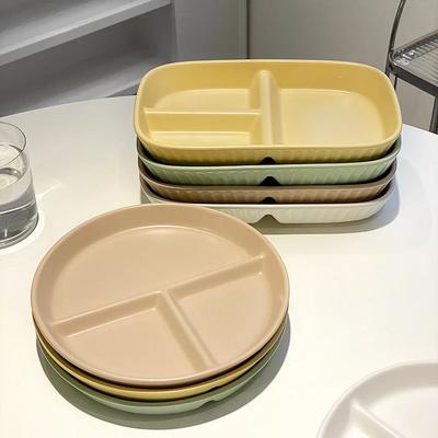 Low-fat Meal Plate, Divided Into Circular Three Grid Ceramic Plate, Breakfast for Adults and Children, Weight Loss Fruit Plate