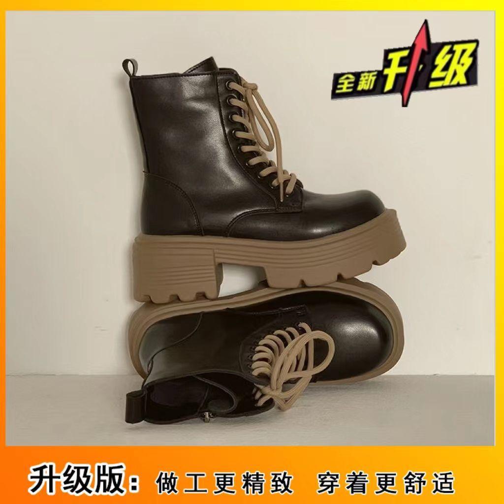 Koreaanse versie van Martin boots dames lente en herfst mode kleine dikke zolen verhogen Britse stijl 2025 nieuwe trendy korte laarzen