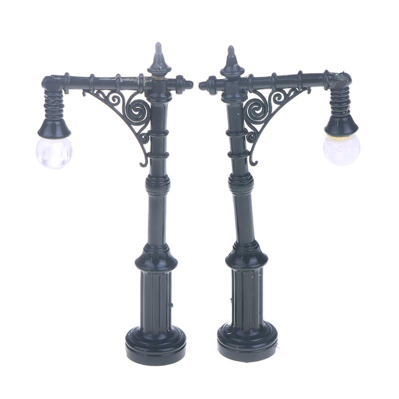 2/12Pcs Dollhouse Mini Christmas Street Lights Garden Street Lights Simulation Model Miniatures Lights Ornaments Home Decor