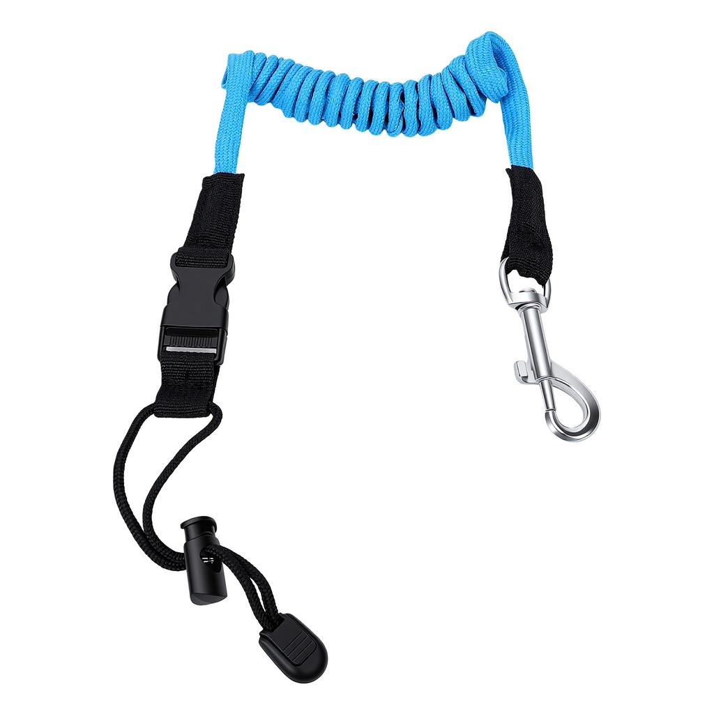 Kayak Peddel Leash Uittrekbaar Schokkoord Hengel Veiligheidskoord met Ti Legering Haak Schokabsorberend Touw Blauw