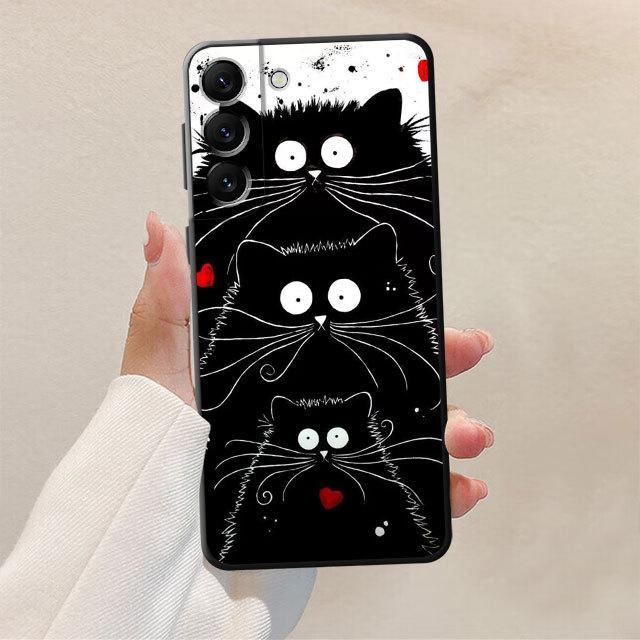 Tpu Soft Case For Samsung Galaxy S20 Fe S9 S21 Plus S23 Ultra 5g S10 S10e S7 S22 S8 S8plus Kim Haskins Cat Black Shell Cover