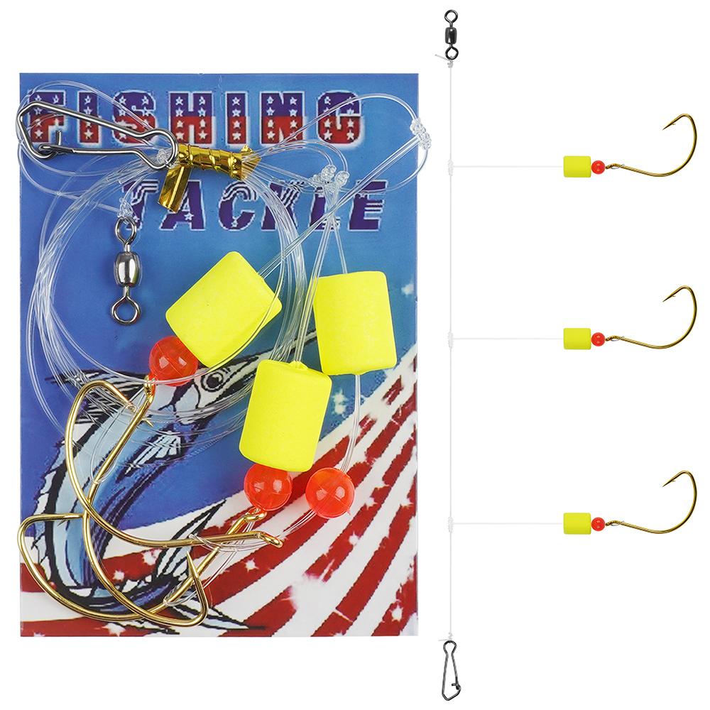 1 Packung Salzwasser Pompano-Posen für das Brandungsangeln Drei Haken Pompano-Posen mit Drehwirbel Hakenposen Duo Lock Snap und Perlen