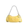 Teri 24 Solid Color Large Logo Quilted Multi-Functional Pocket Zipper Closure Leather Tote Bag Women Tote Bag Vintage-Yellow CJ608-SVS9V