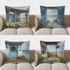 Home Decor Seaside Cabin With Otter And Sailboat Pillow Pattern Cushion Cover Suitable For Sofa Bedroom Car Pillow Cover