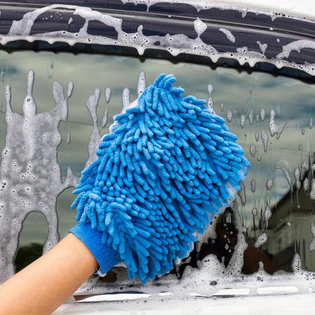 1pc Premium Soft Chenille Car Wash Mitts - Dual-Sided Plush Microfiber, Scratch-Free Cleaning Gloves for Cars, Trucks, Boats