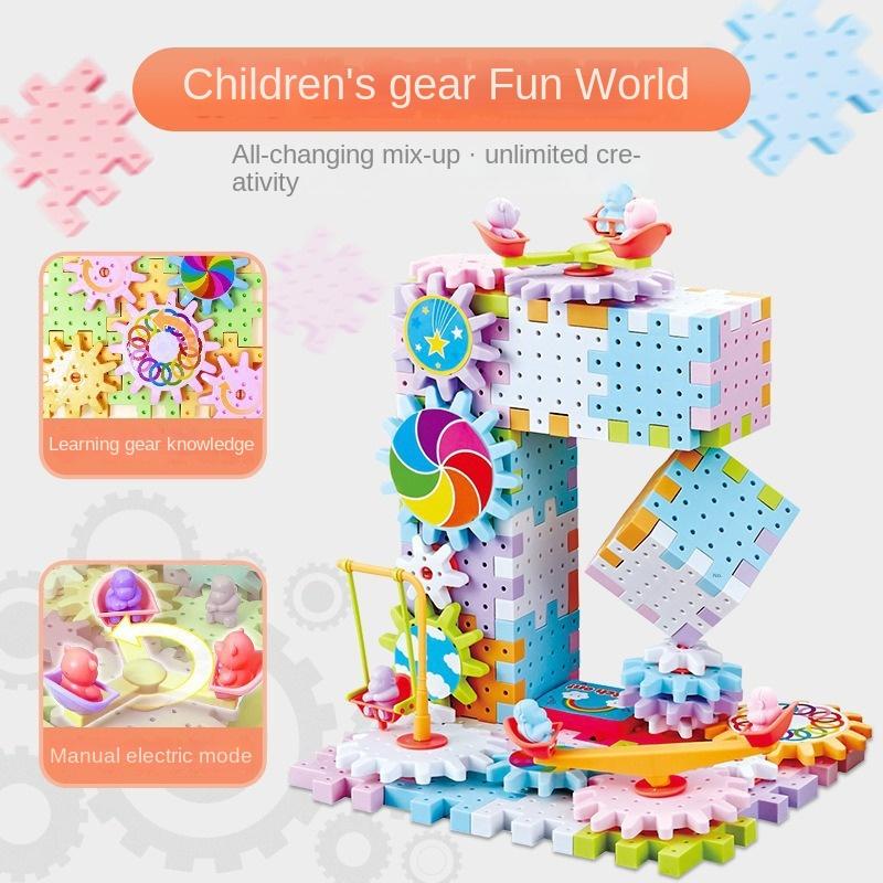 Versatile Electric Rotating Gear Building Block Toys Montessori Block Bricks toys For Children Boys Girl Birthday Gifts